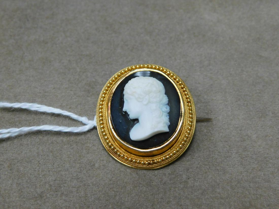 Gold & Black Sardonyx Cameo Pin (1 of 6)