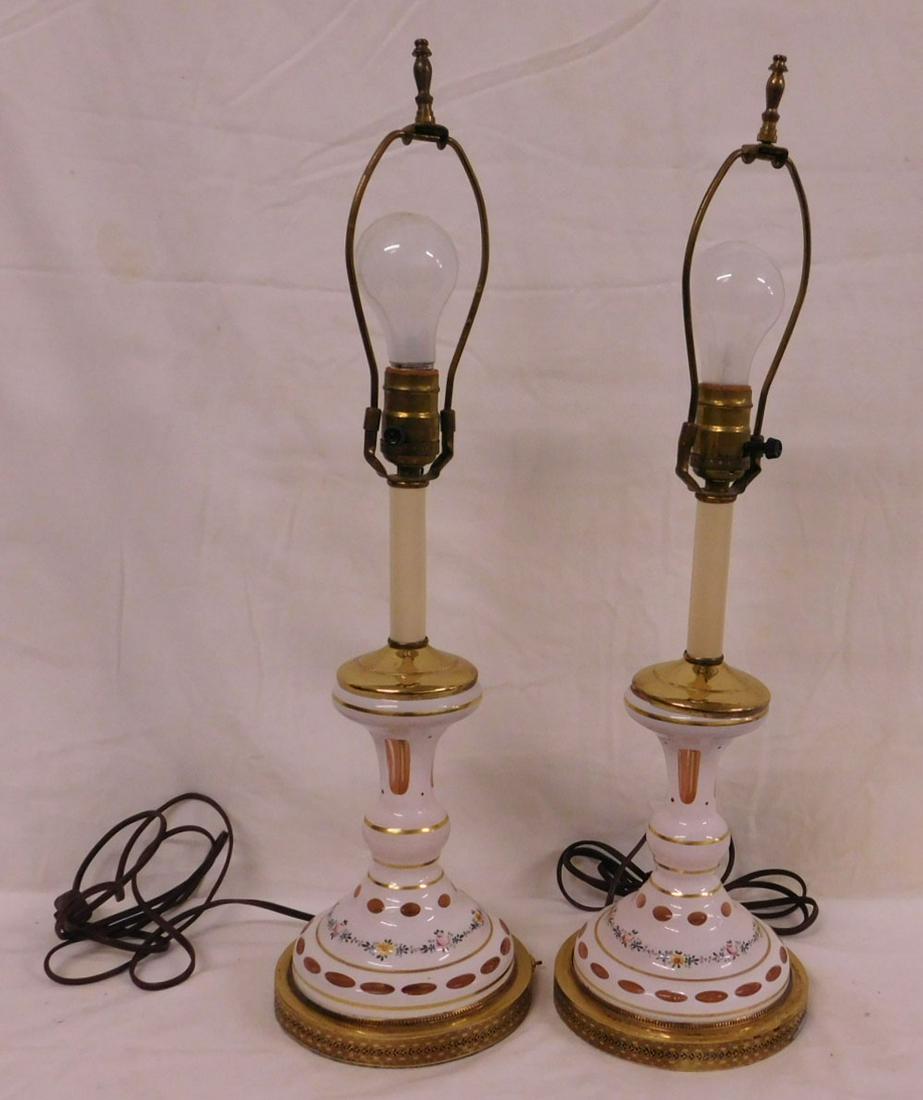 Pr Bohemian Glass Lamps (1 of 4)