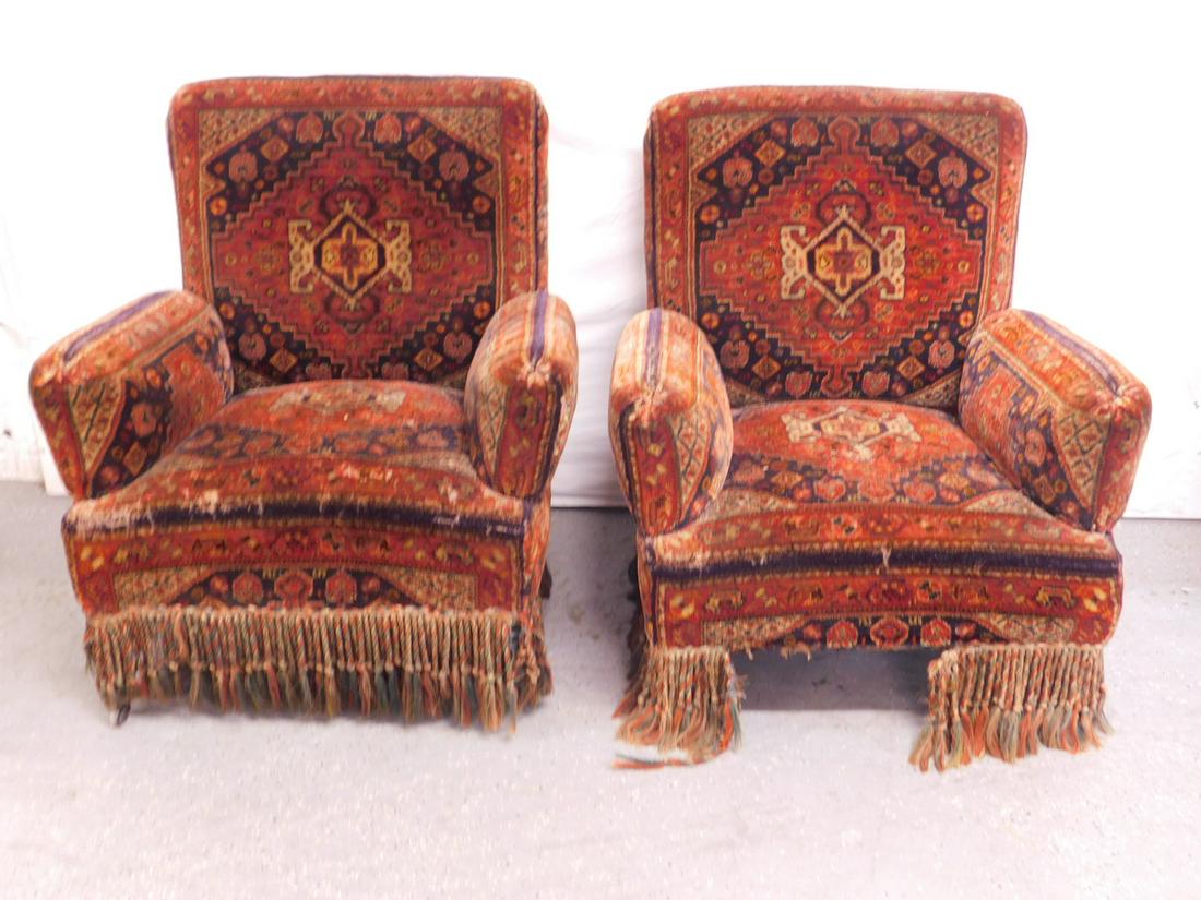 Pr Oriental Rug Upholstered Arm Chairs (1 of 11)