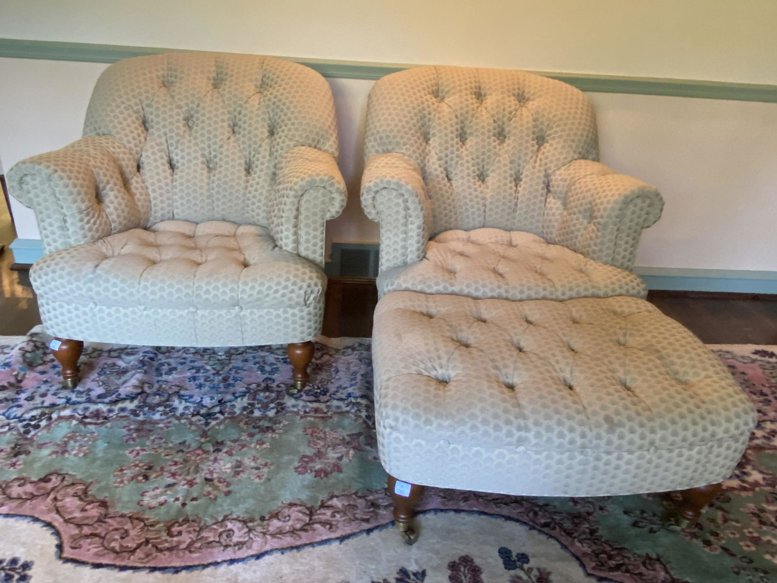 Pr Club Chairs & Ottoman (1 of 4)