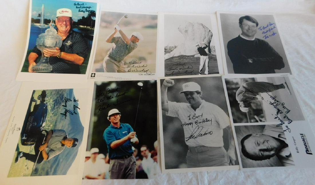 Autographed Photos - Greats of Golf: Autographed Photos - Greats of Golf including: Lee Trevino (black and white), two Tom Weiskopf (one color, one black and white), Hale Irwin (color), Tom Watson (color), all 8" x 10", plus two Billy Ca