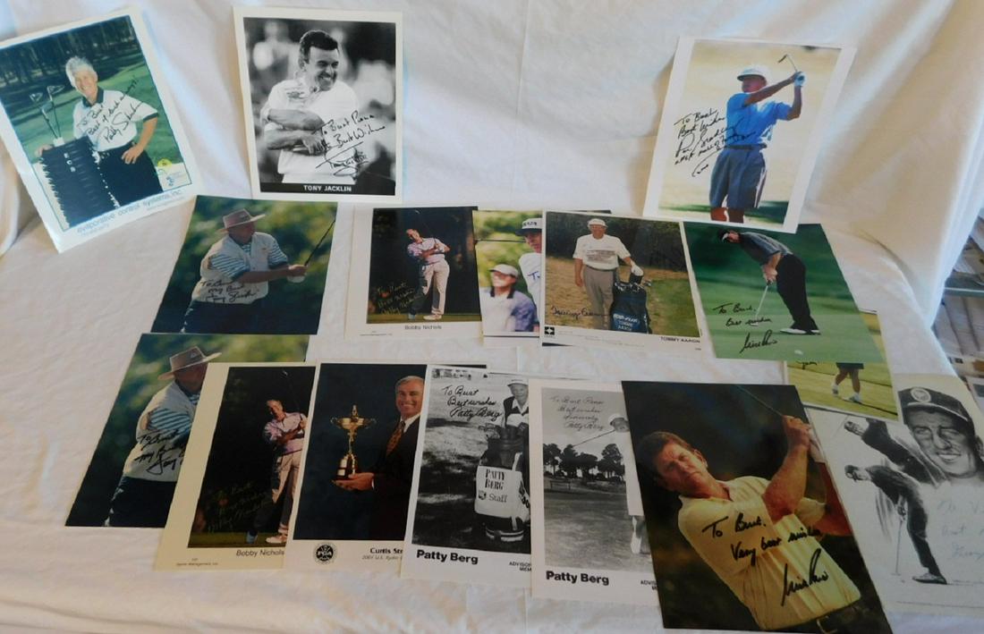 Autographed Photos - Older Golfers: Autographed Photos - Older Golfers, including: Women, two 8 1/2" x 11" color, Pat Bradley and Patty Sheeham, two Patty Berg, 8" x 10", black and white (one candid and one action), three 5" x 7" color)