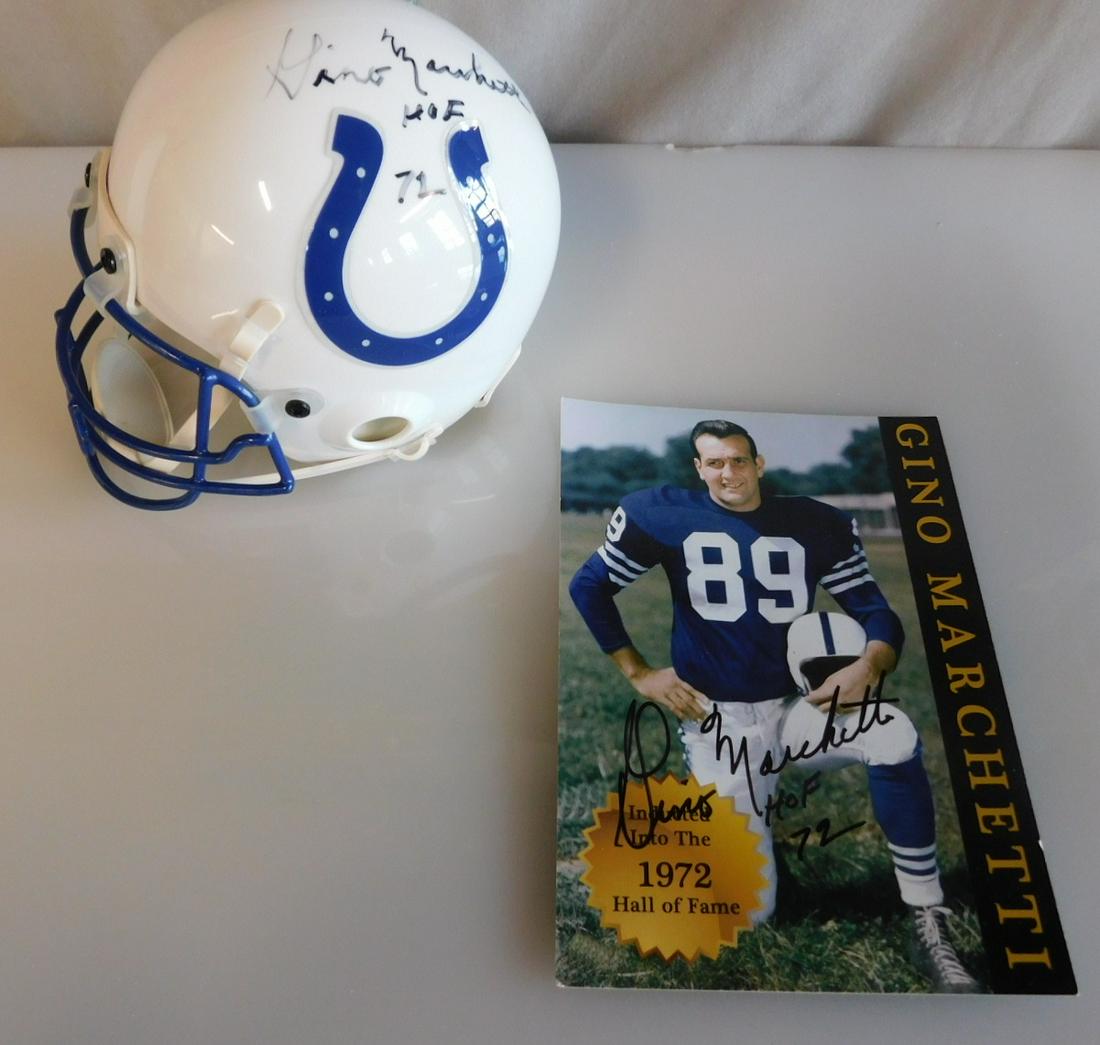 Signed Gino Marchetti Mini Helmet & Photo (1 of 6)