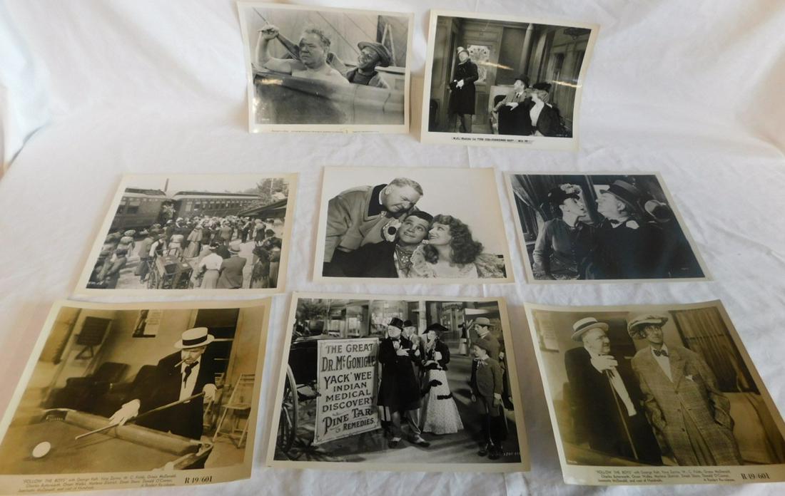 W.C. Fields Promotional Film Photos: W.C. Fields Promotional Film Photos, 8" x 10", black and white including: "Follow The Boys", The Old Fashioned Way, My Little Chickadee, and one other. CONDITION: Minor browning on some photo edges.