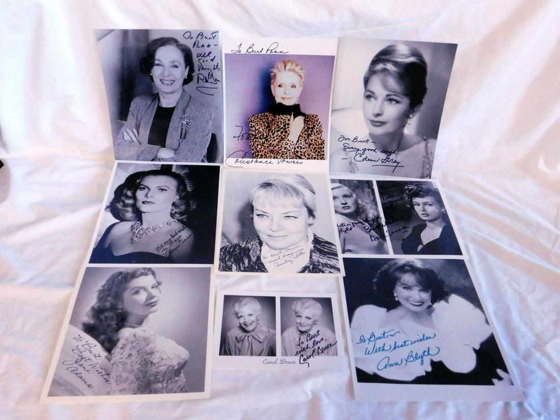 Autographed Movie Actresses Photos: Autographed Movie Actresses Photos, 1940s including: Rita Gam, Constance Towers (color photo), Carol Bruce (double shot 5" x7"), Coleen Gray, Louise Currie, Audrey Totter, Ann Savage (double shot from
