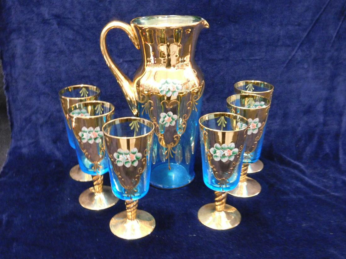 Venetian Glass Pitcher & Goblets (1 of 11)