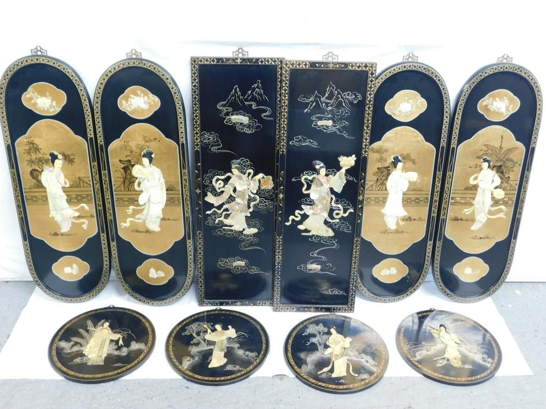 10 Chinese Lacquered Wall Plaques (1 of 7)