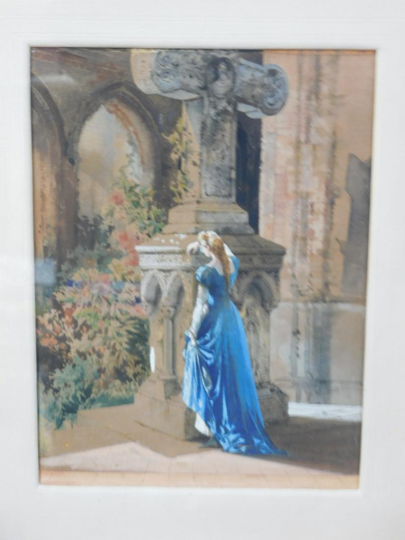 English watercolor, Lady in mourning (1 of 3)