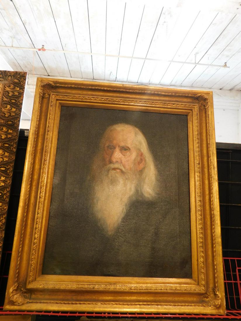 American, 19th C., Wizened Older Man, O/C (1 of 3)