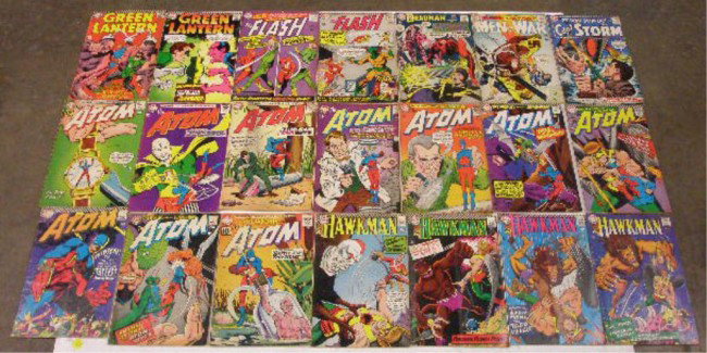 1960's DC Comics Comic Books: Twenty-one 1960's DC Comics comic books, Green Lantern #51 & 52, Flash #158 & 161, Strange Adventures #214, Men of War #108, Capt. Storm #6, The Atom #3, 13, 14, 15, 16, 30, 31, 32, 33 & 34 & Hawkman 
