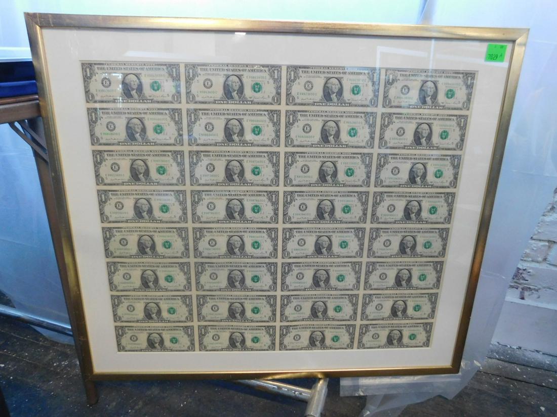 Uncut Sheet of US $1 Bills (1 of 4)