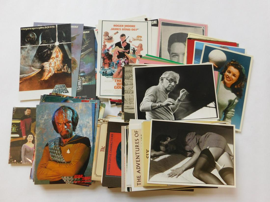 Movie Star & Other Postcards: Movie Star and Other Postcards, includes: Star Wars, Star Trek, James Bond, Hollywood Stars, English Royalty, Sherlock Holmes, etc., approx. 250 plus pieces.[7] CONDITION: Very, very fine to excellent