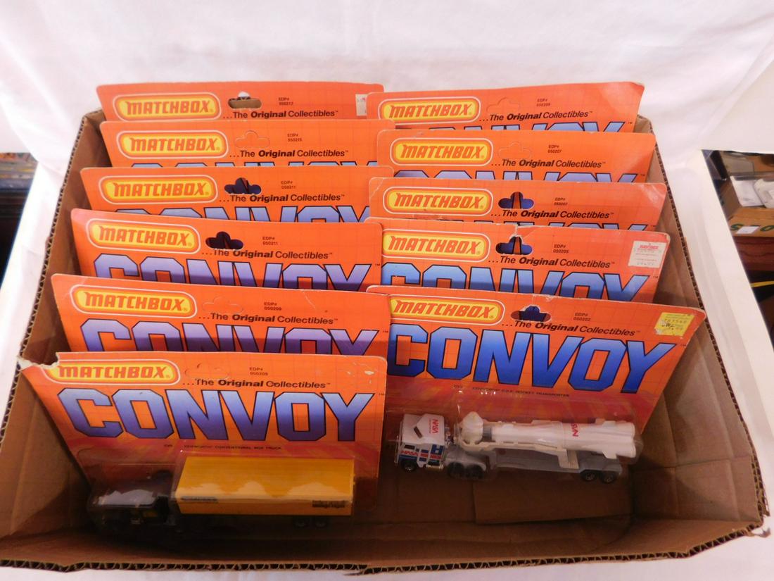 Matchbox 1994 Convoy NIP: Matchbox 1994 Convoy NIP, new old stock including" #050202, 050205, (2) 050207, (3) 050209, (2) 050211, 050215 and 050217. Condition; new old stock, one 209 has ripped top left corner, others may have