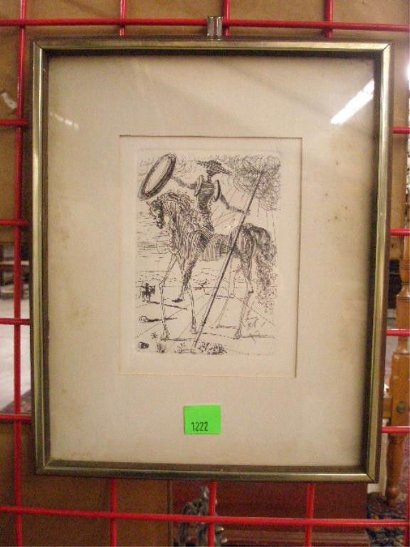 Salvador Dali, "Don Quixote", Etching: [Salvador Dali], etching, "Don Quixote". [The Collector's Guild Ltd. authentication label verso]. 8"h x 5 7/8"w=image; 15"h x 12"w=frame.