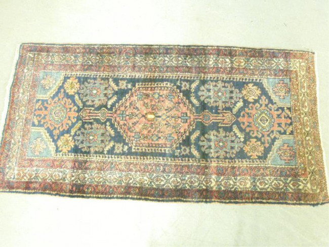Persian Throw Rug: Persian throw rug, 62" x 32", mid 20th c.