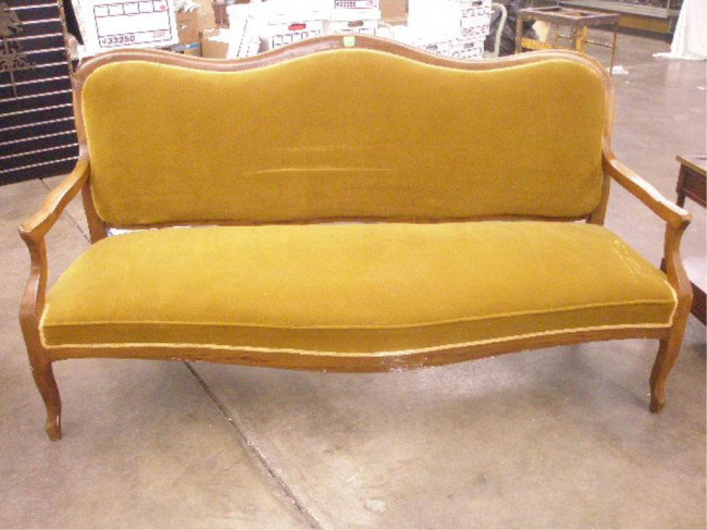 French Provincial Settee: French Provincial Settee, Fruitwood, late 19th C, length 68".