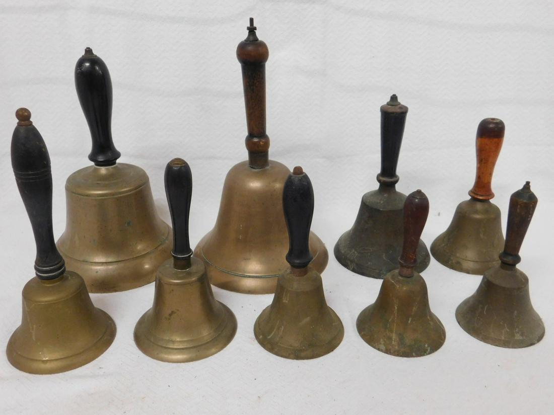 9 Antique Brass School Bells (1 of 9)