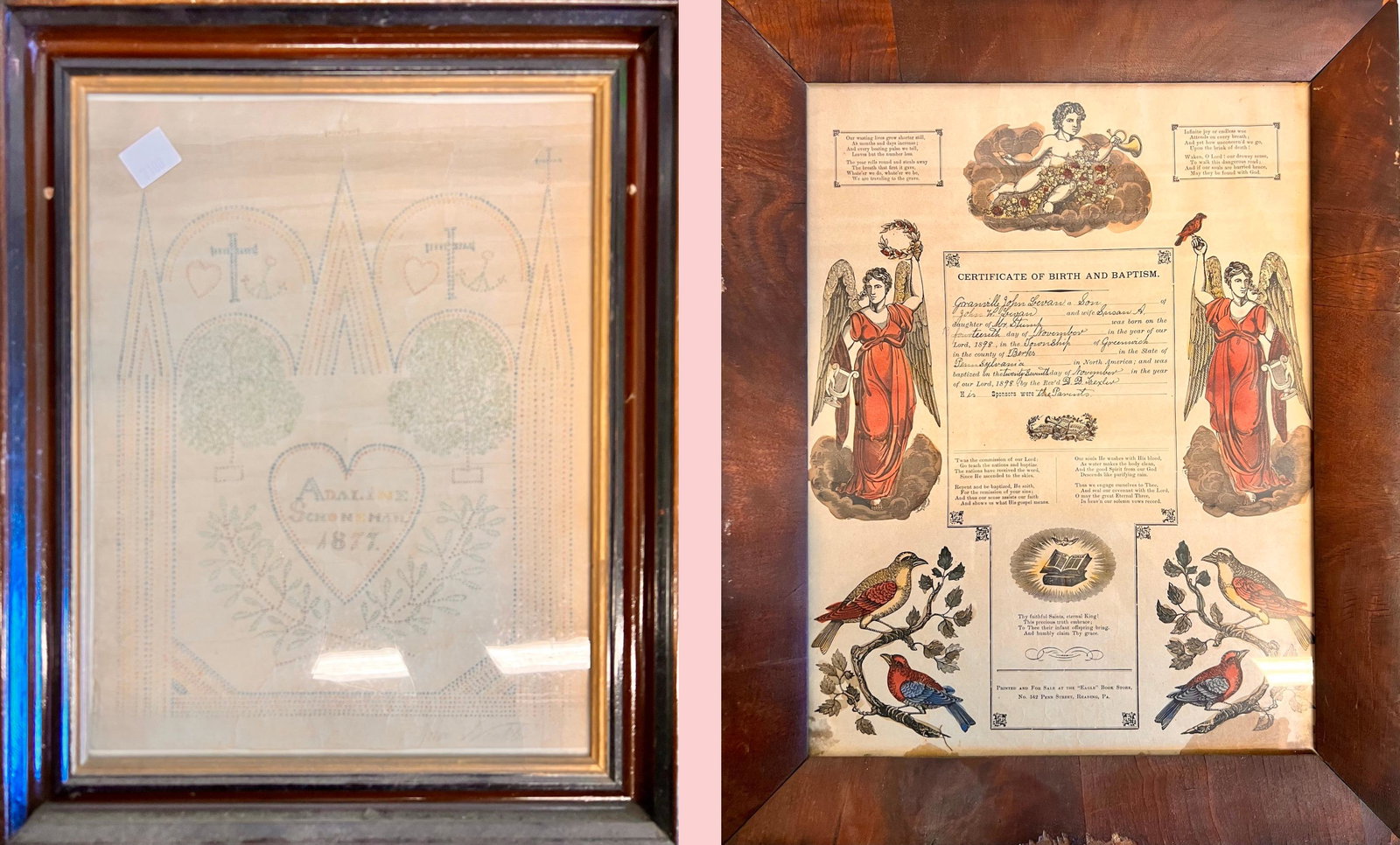 Pair of American Pennsylvania 19th Century Folk Ar (1 of 7)