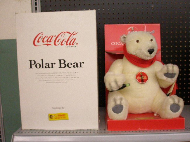 Steiff Coca Cola Polar Bear: 1999 Steiff 14 3/4" #670336 Coca Cola Polar Bear w/box. Condition: Very good.