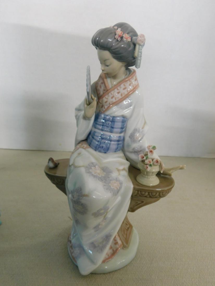 Lladro Porcelain Figurine "Nippon Lady": Lladro Porcelain Figurine "Nippon Lady", #5327, with blue Lladro mark under base, F-22A incised mark, with original blue Lladro box, sculptor Salvador Debon, retired, 9 1/4"h. CONDITION: No chips, cra