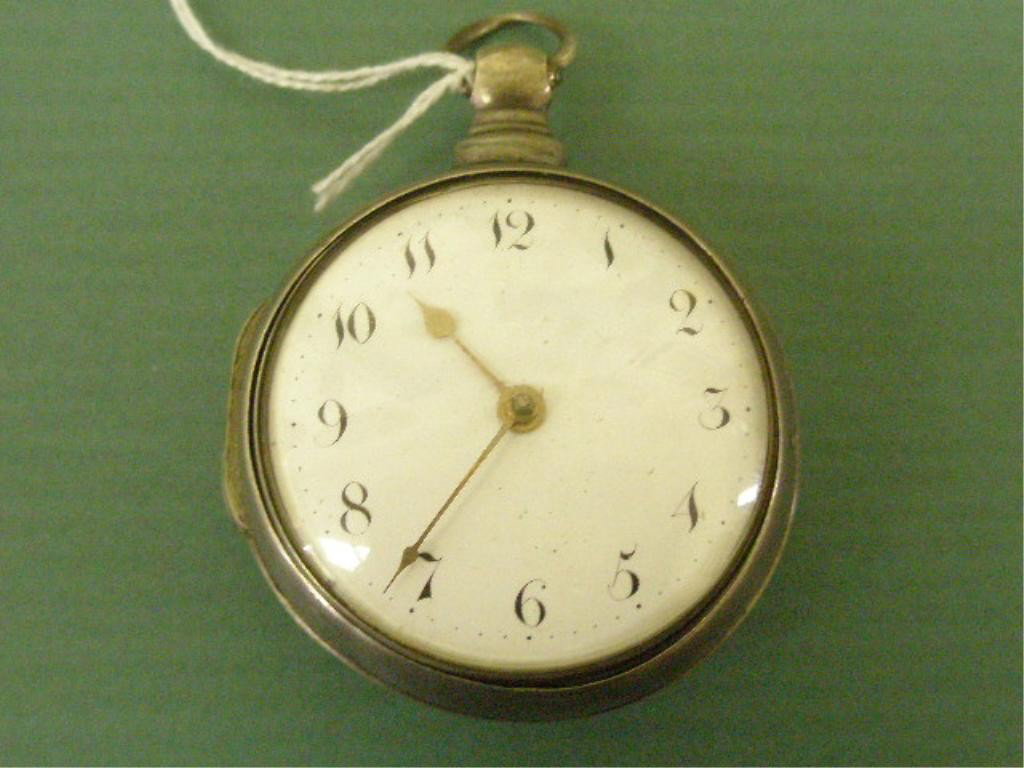 Key Wind Pocket Watch, Birmingham England: Birmingham, England keywind pocket watch, sterling silver & 1817-18 touch marks, both outer & inner cases marked, porcelain dial, Chas. stone Liverpool Fusee movement #2883 with elaborate engraving. A