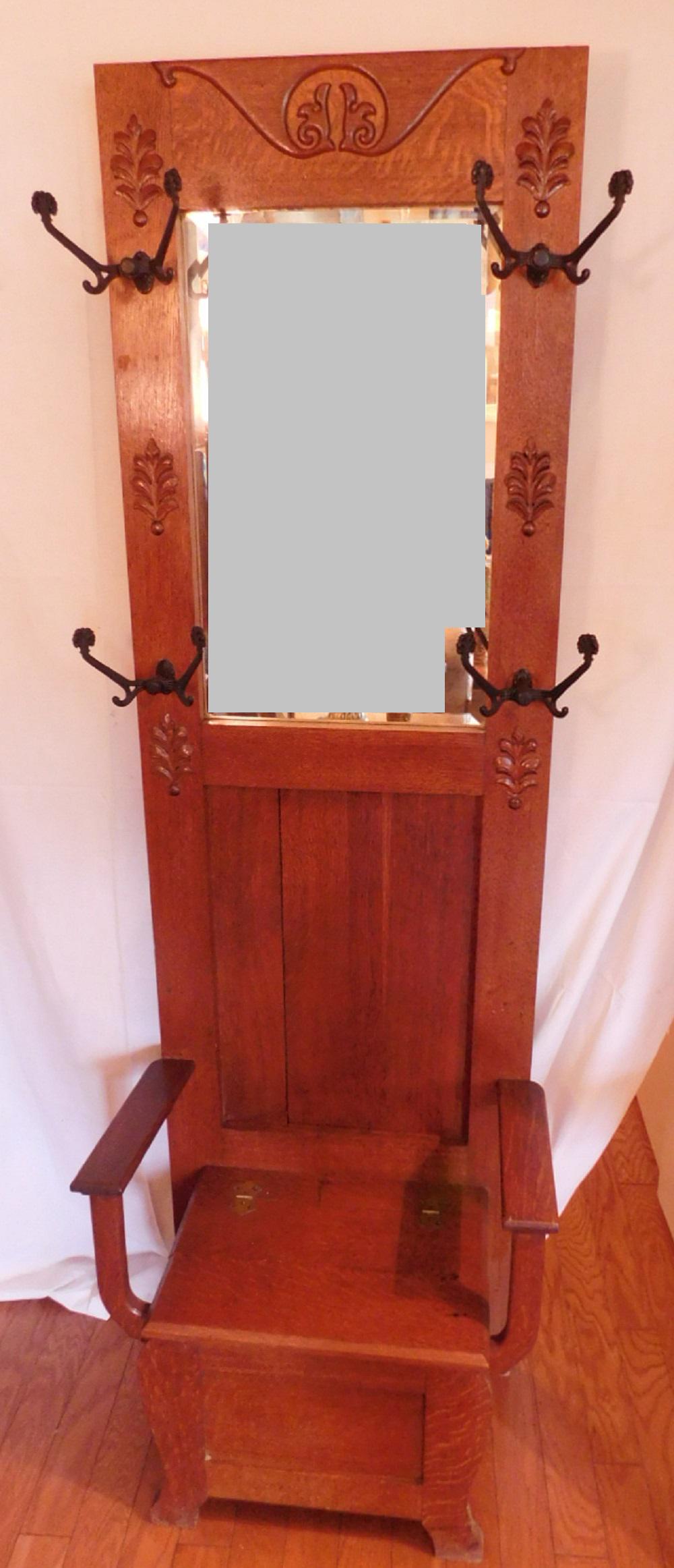 Antique oak hall rack (1 of 8)