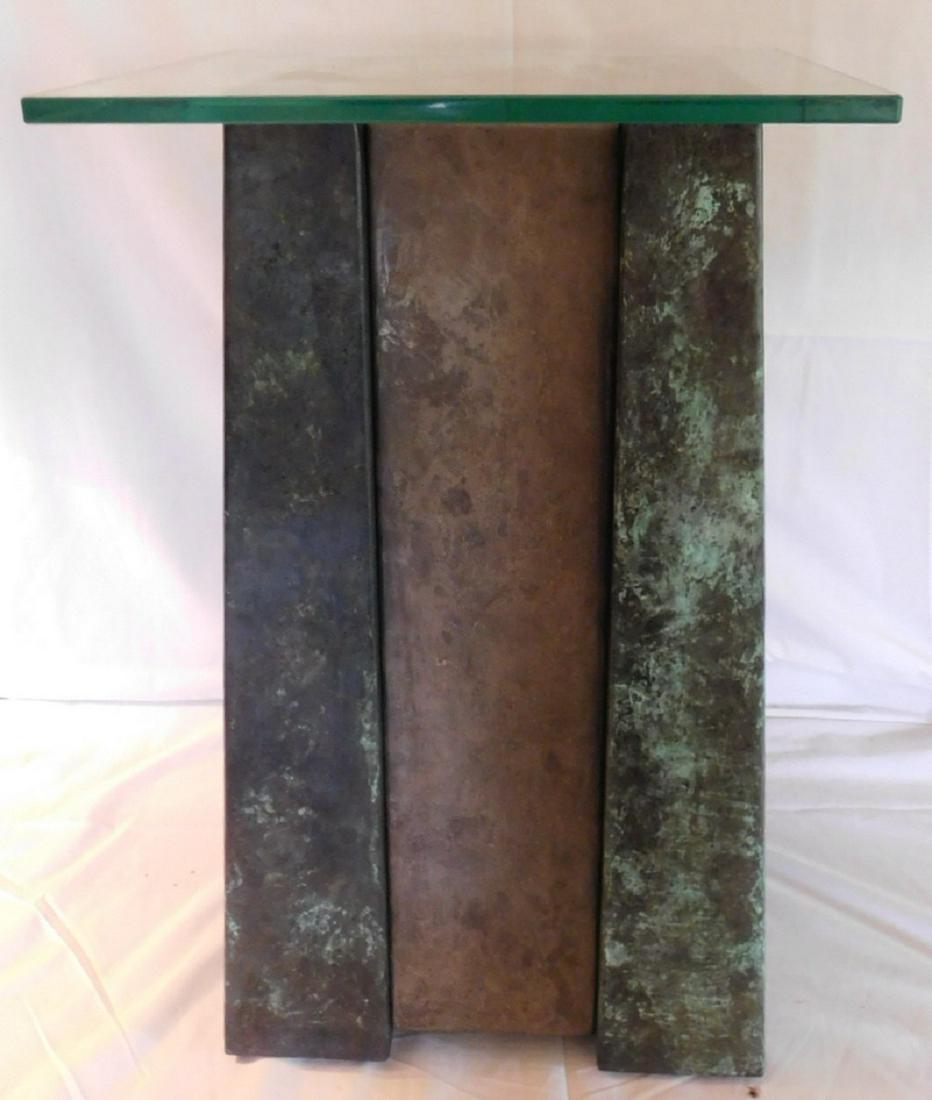 Patinated metal modern style tabouret (1 of 4)