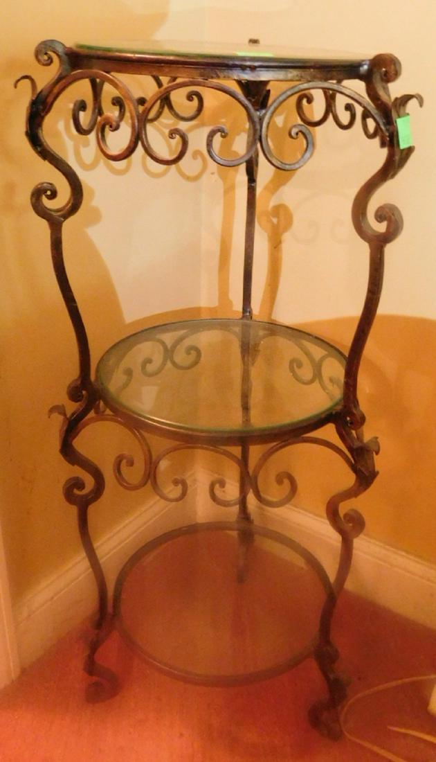 3 Tier wrought iron and glass stand (1 of 2)