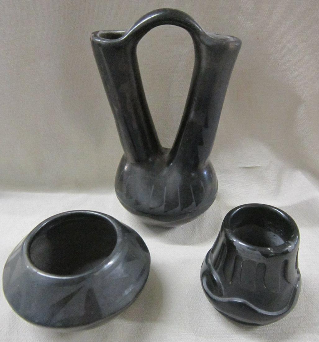 Three Santa Clara Black Pottery Pieces (1 of 14)