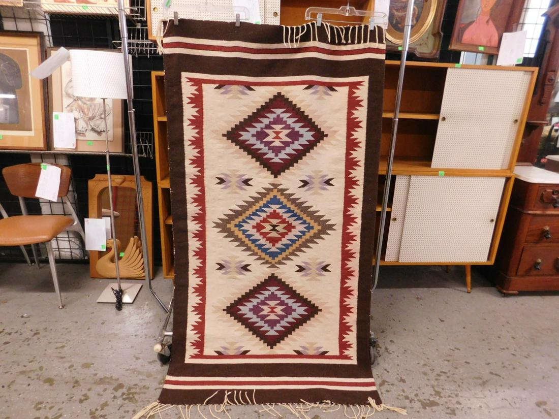 SW  Possibly Navajo Rug Brown, Rust & Beige (1 of 4)