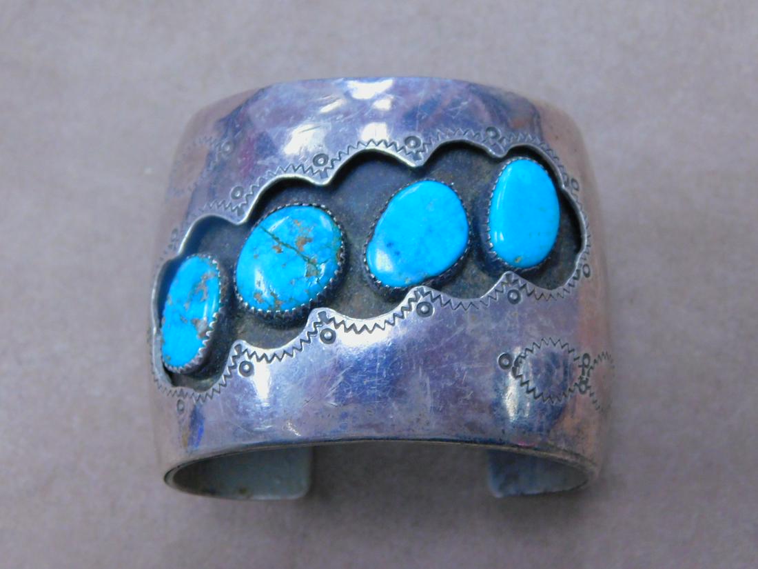Silver & Turquoise Native American Bracelet (1 of 4)