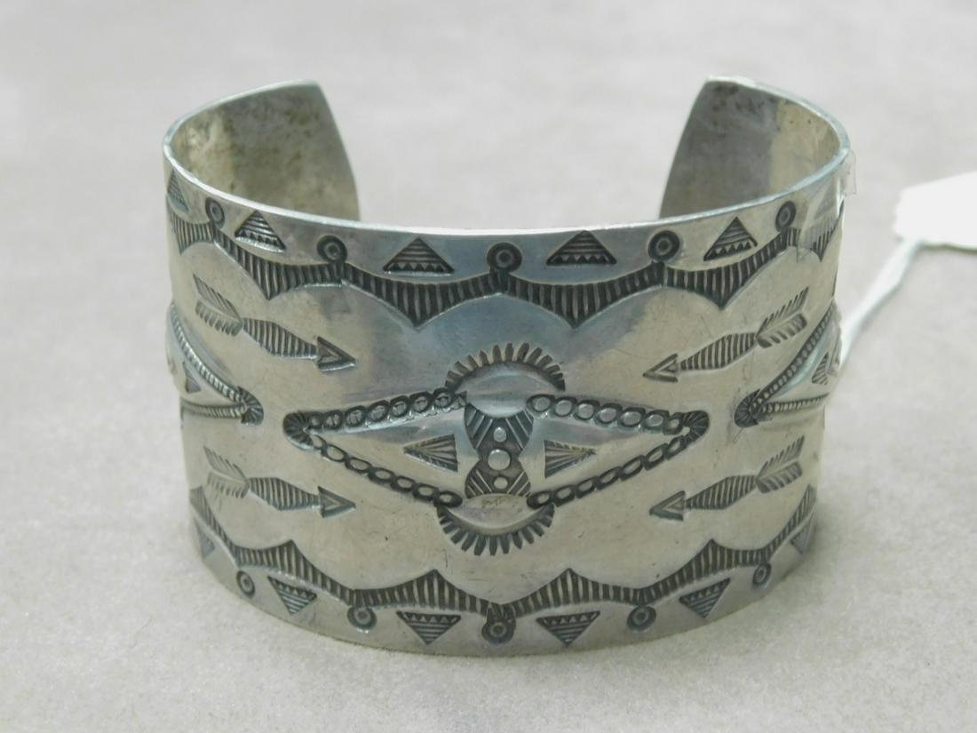 Nat. American 900 Coin Silver Cuff Bracelet (1 of 5)