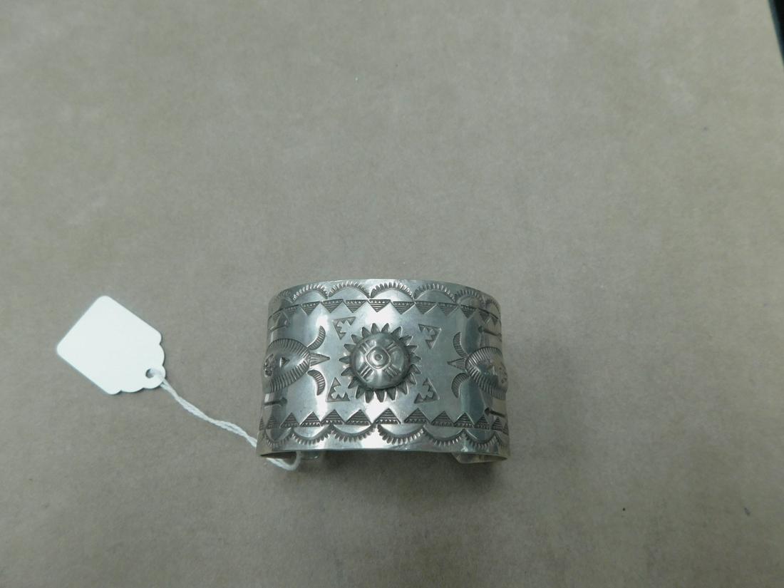900 Coin Silver Nat. American Cuff Bracelet (1 of 4)