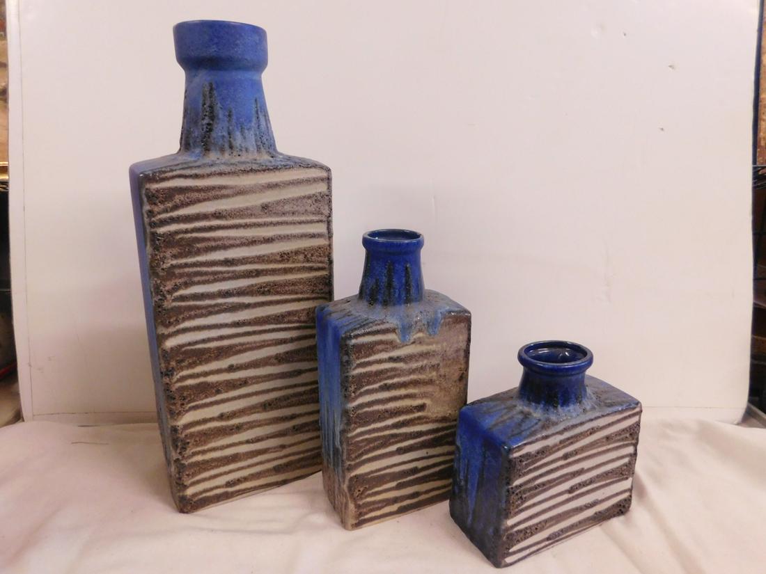 Set of 3 MCM Art Pottery Bottles (1 of 8)