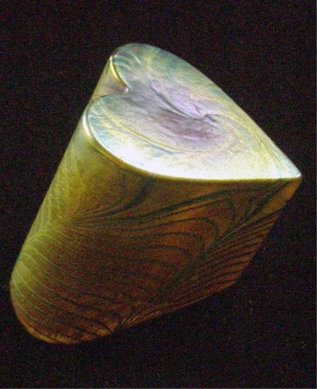 Robert Held Contemporary Art Glass Paperweight: Robert Held signed contemporary art glass 3 1/4" x 2 3/4" heart form paperweight. Condition: Very good with no damage.