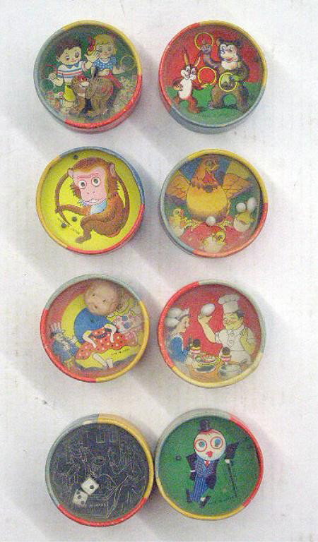 Vintage Japanese Dexterity Puzzles: Lot of eight vintage Japanese double sided Dexterity puzzles. Condition: Very good with minor wear.