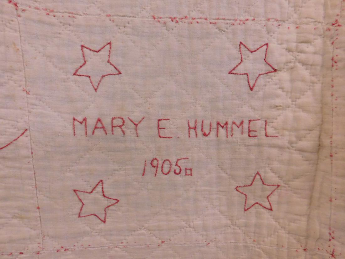 Antique Primitive Redwork Signed Quilt (1 of 9)