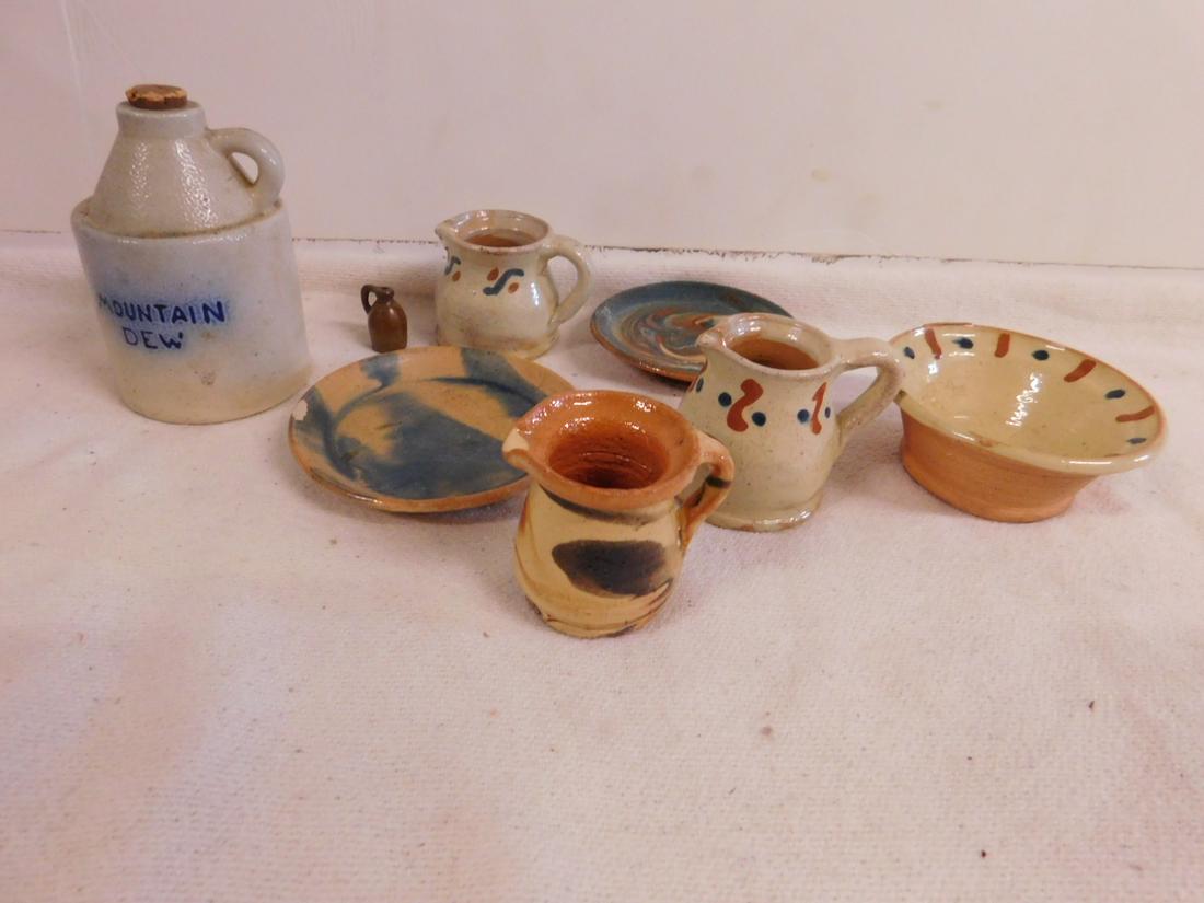 8 pcs Vintage Doll Size Glazed Redware (1 of 10)