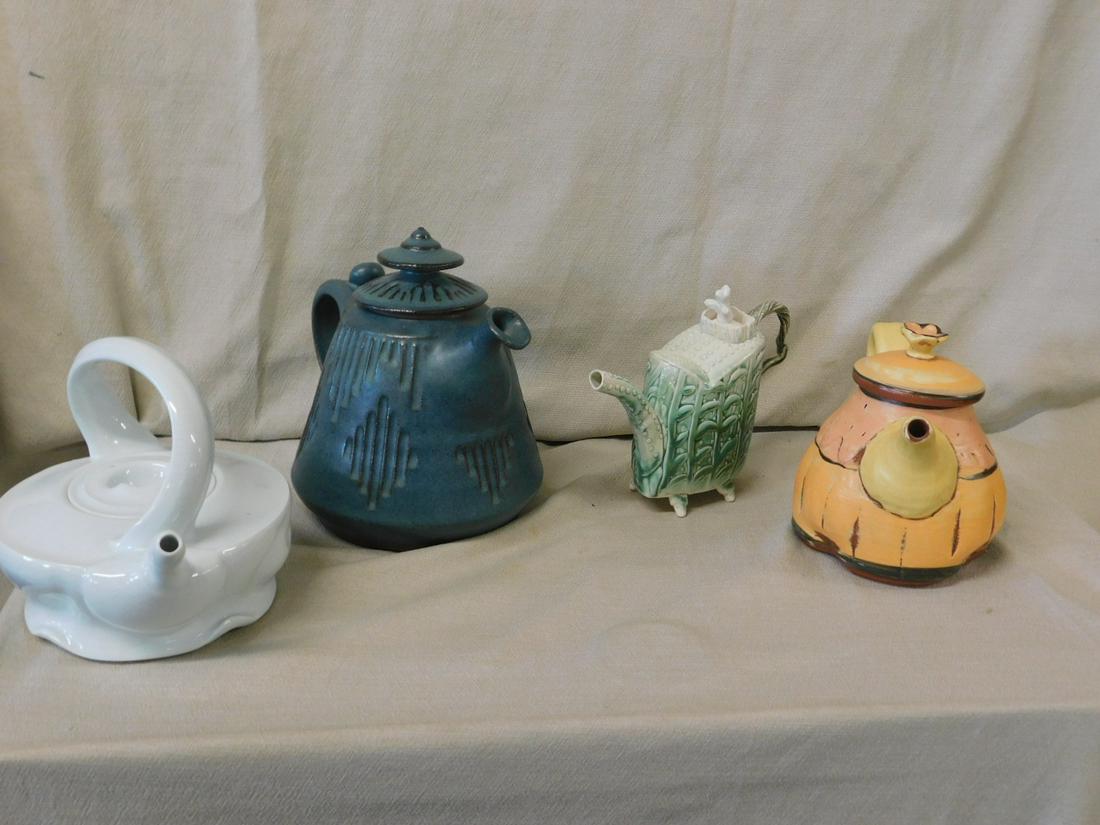 4 Studio Pottery Tea Pots (1 of 8)