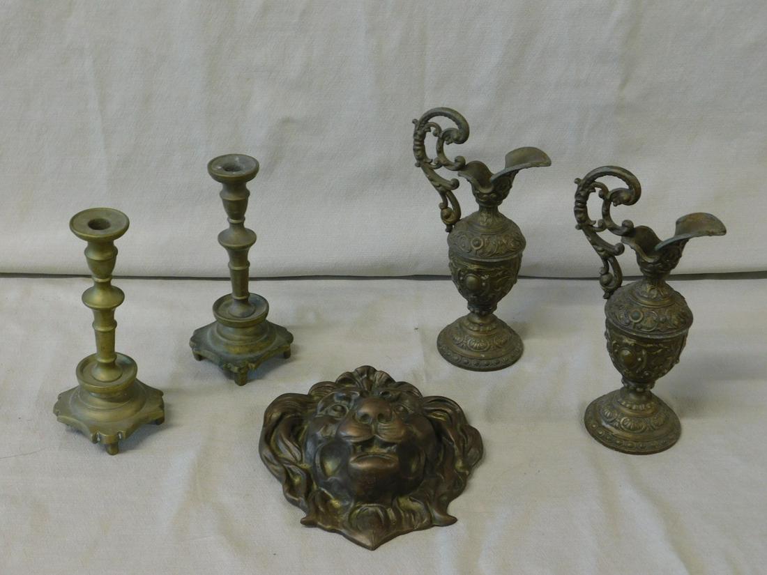 Lion Plaque, Candlesticks, Etc. (1 of 4)