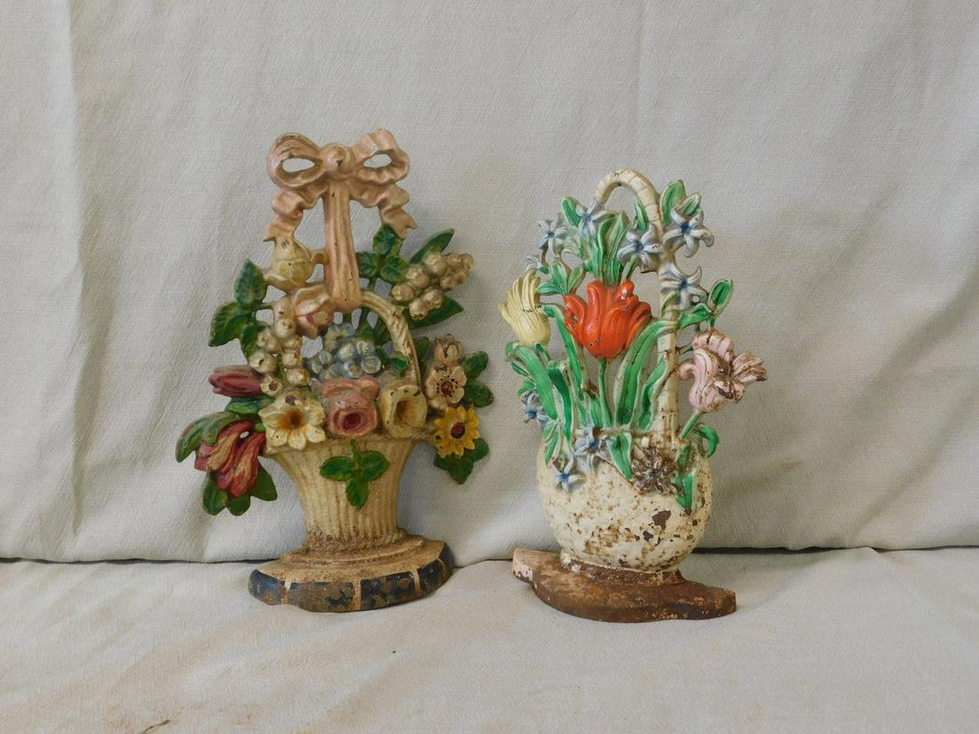 2 Antique Floral Basket Door Stops (1 of 3)