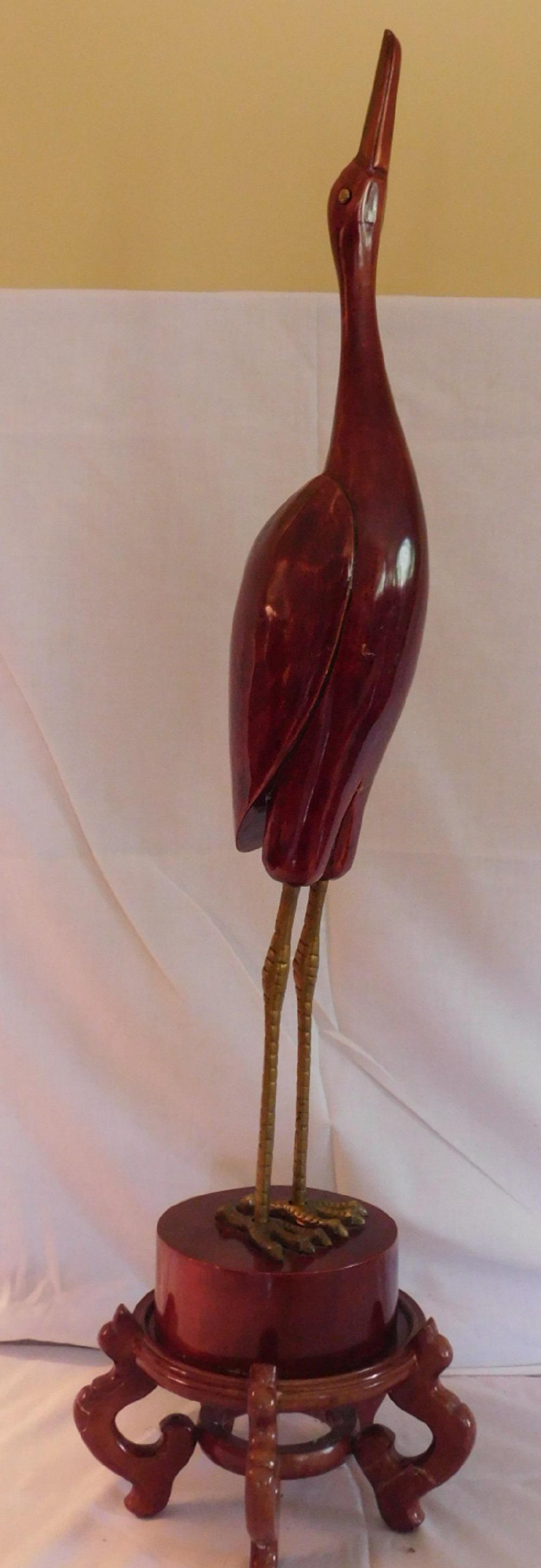 Wood and Brass Crane Sculpture (1 of 5)