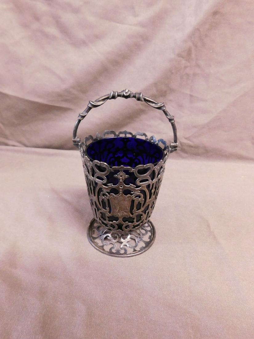 Antique Sterling Jar w/Cobalt Liner (1 of 6)