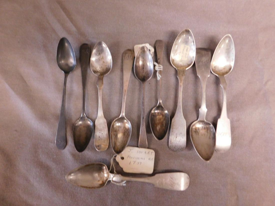 10 Antique U.S. Coin Silver Spoons (1 of 6)