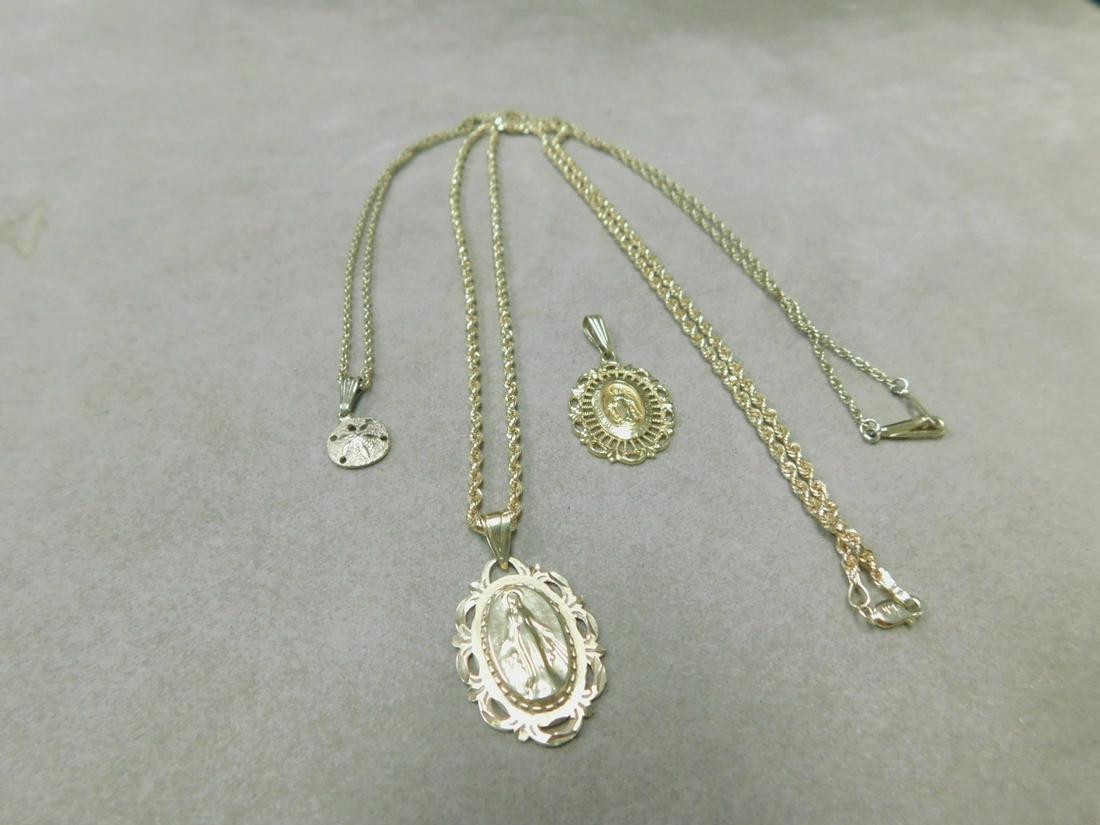 Two14k YG Chains,2 Miraculous Medals, Sand Dollar (1 of 2)
