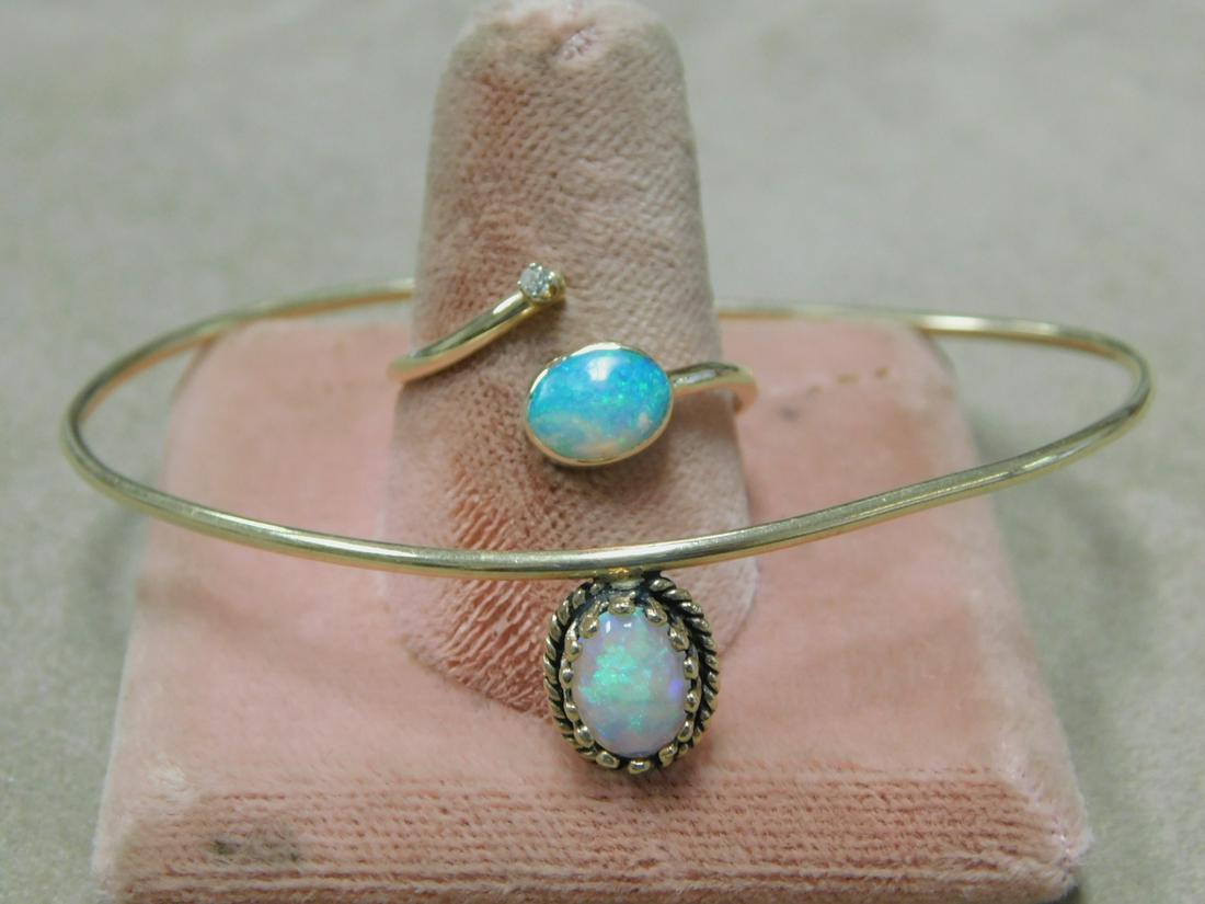Gold Bracelet & Ring w/Opals (1 of 2)