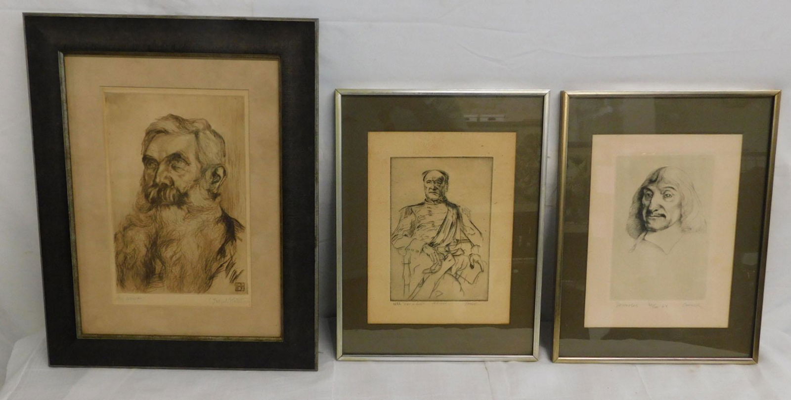 4 Engravings Thomas Cornell: Three Engravings Thomas Cornell , American 1937-2012, pencil signed lower right "Cornell", dry point engravings on Archival paper, includes: W.T.S. "War is Hell", A.P. 1964 - Civil War General and "De