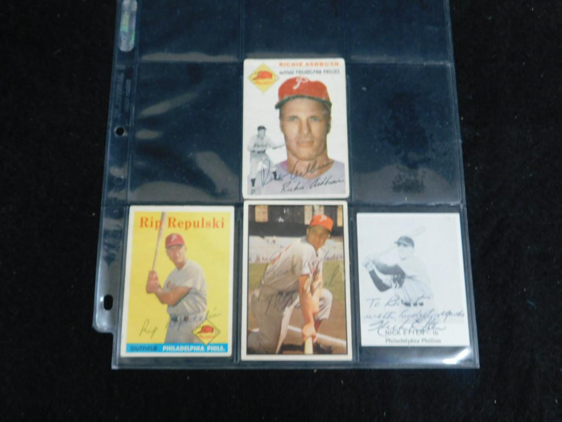 4 Phila Phillies Signed Baseball Cards (1 of 9)