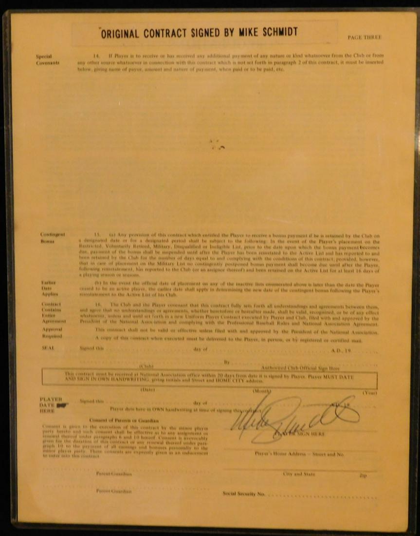 Mike Schmidt Signed Baseball Contract (1 of 4)