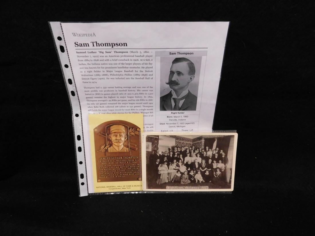 Sam Thompson Hall of Fame Card & Family Photo (1 of 4)